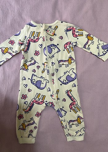 Renkli Baskılı Fermuarlı Kız Bebek Tulumu