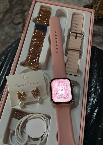 Pembe Akıllı Saat ve Aksesuar Seti - Görsel 4