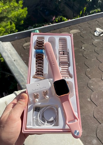 Pembe Akıllı Saat ve Aksesuar Seti - Görsel 2