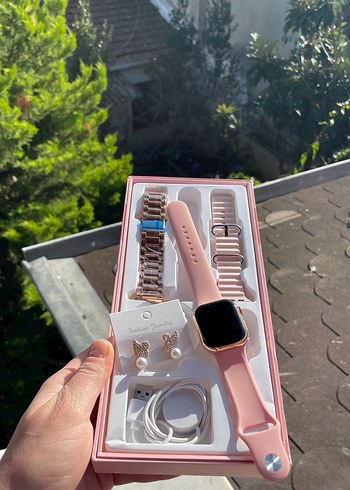 Pembe Akıllı Saat ve Aksesuar Seti - Görsel 3
