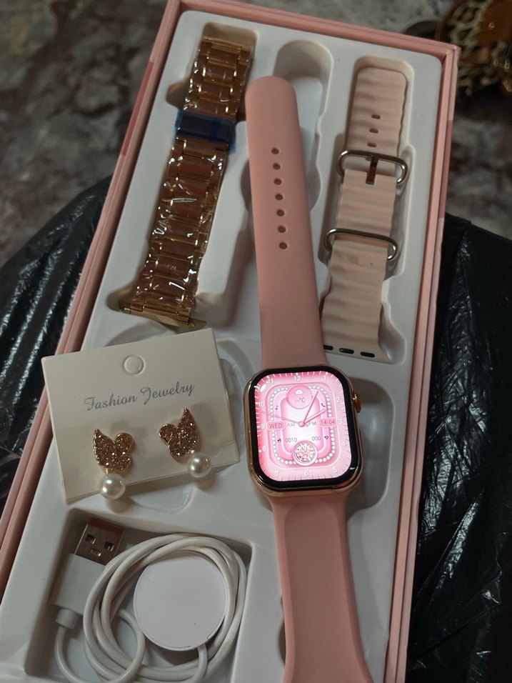 Pembe Akıllı Saat ve Aksesuar Seti - Görsel 4