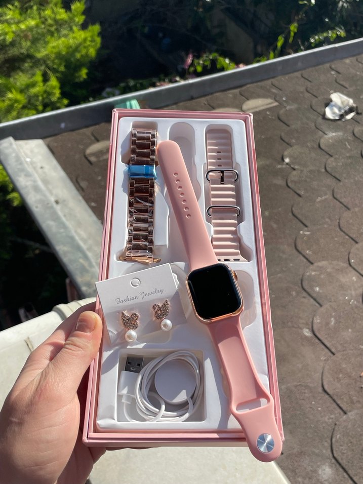 Pembe Akıllı Saat ve Aksesuar Seti - Görsel 2