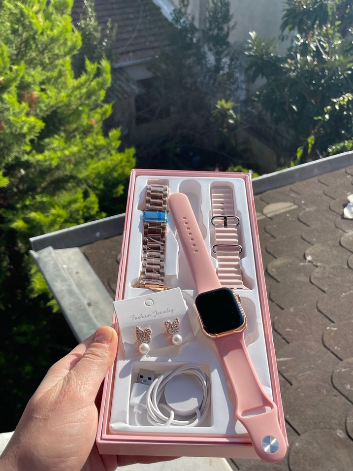 Pembe Akıllı Saat ve Aksesuar Seti - Görsel 3