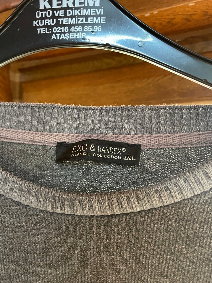 Gri Erkek Triko Bisiklet Yaka Kazak - Görsel 5