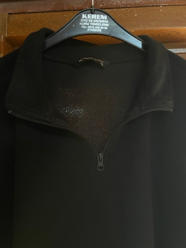 Siyah Yarım Fermuarlı Erkek Polar Sweatshirt - Görsel 2