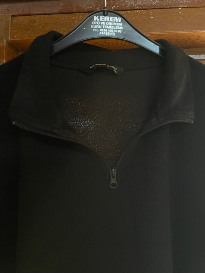 Siyah Yarım Fermuarlı Erkek Polar Sweatshirt - Görsel 3