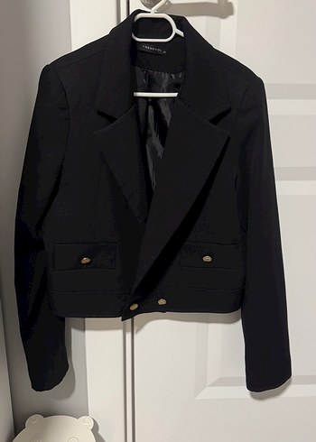 Trendyol Düğmeli Siyah Süet Kadın Blazer Ceket