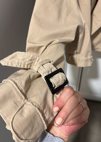 s Beden camel Renk Zara Oversize Bej Kuşaklı Kadın Trençkot