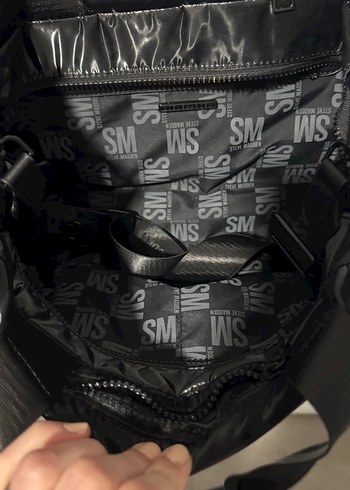 Beden Steve Madden Siyah Parlak Tokalı Spor Kadın Çantası