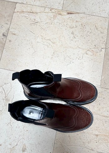 Kahverengi Deri Kadın Dolgu Topuklu Bot - Görsel 5