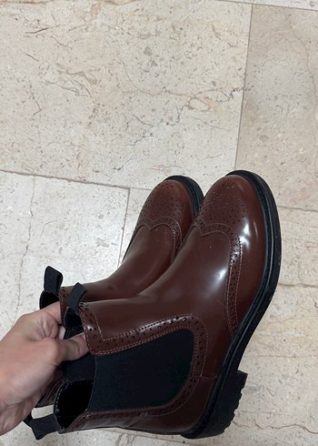 Kahverengi Deri Kadın Dolgu Topuklu Bot - Görsel 3