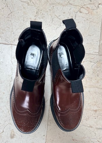 Kahverengi Deri Kadın Dolgu Topuklu Bot - Görsel 6