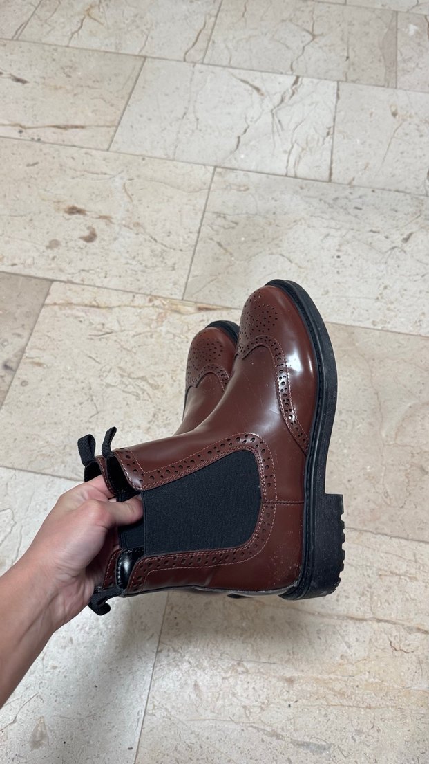 Kahverengi Deri Kadın Dolgu Topuklu Bot - Görsel 2