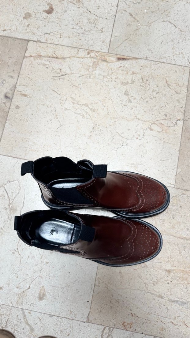 Kahverengi Deri Kadın Dolgu Topuklu Bot - Görsel 5