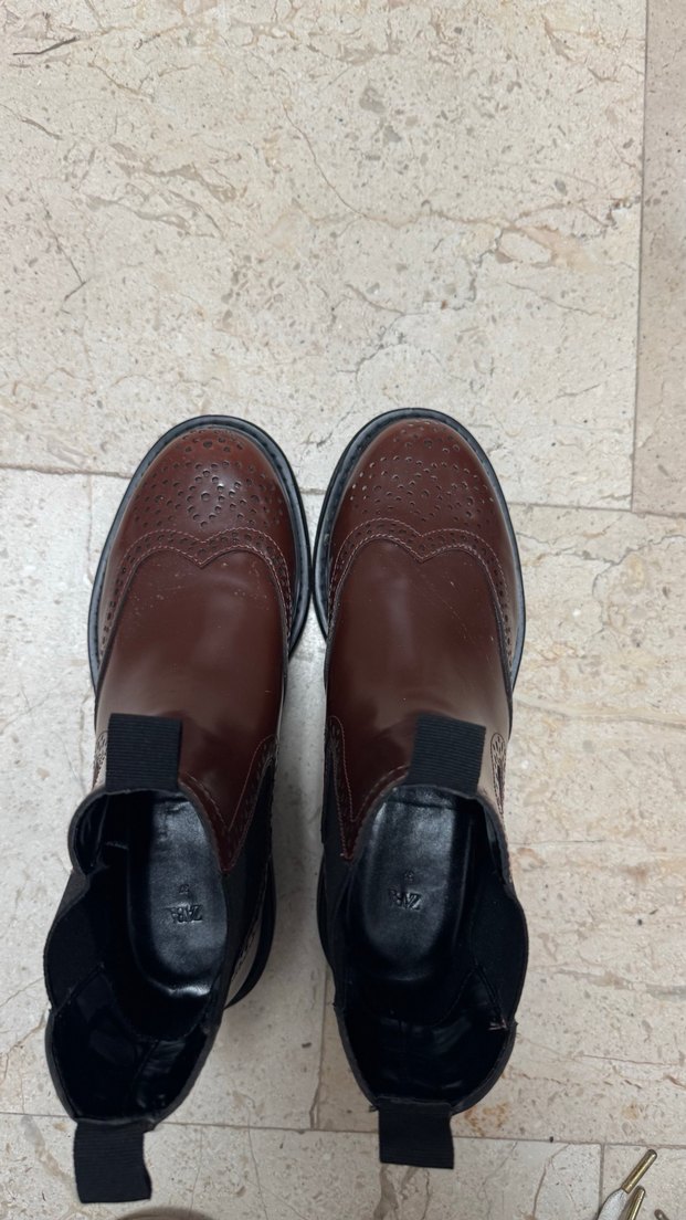 Kahverengi Deri Kadın Dolgu Topuklu Bot - Görsel 4