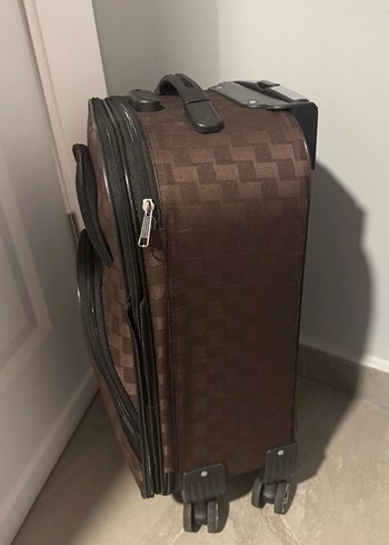 Kahverengi Kareli Erkek Valiz - Görsel 3