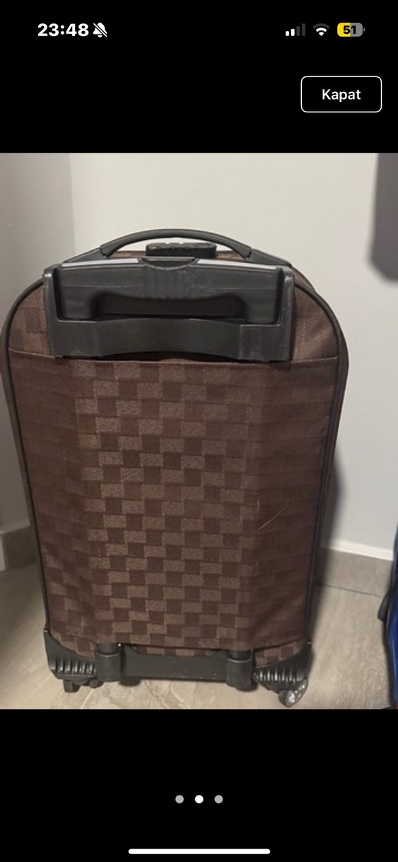 Kahverengi Kareli Erkek Valiz - Görsel 2