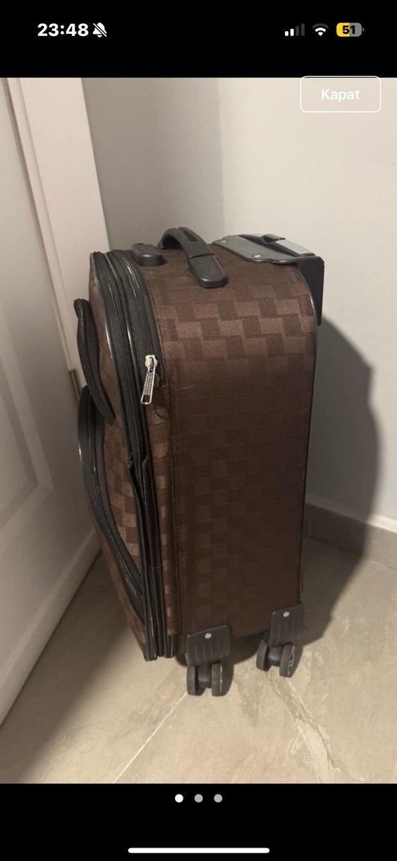 Kahverengi Kareli Erkek Valiz - Görsel 3