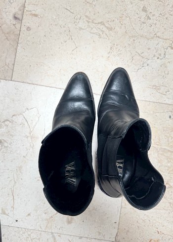 Kadın Siyah Deri  Topuklu Bot - Görsel 4