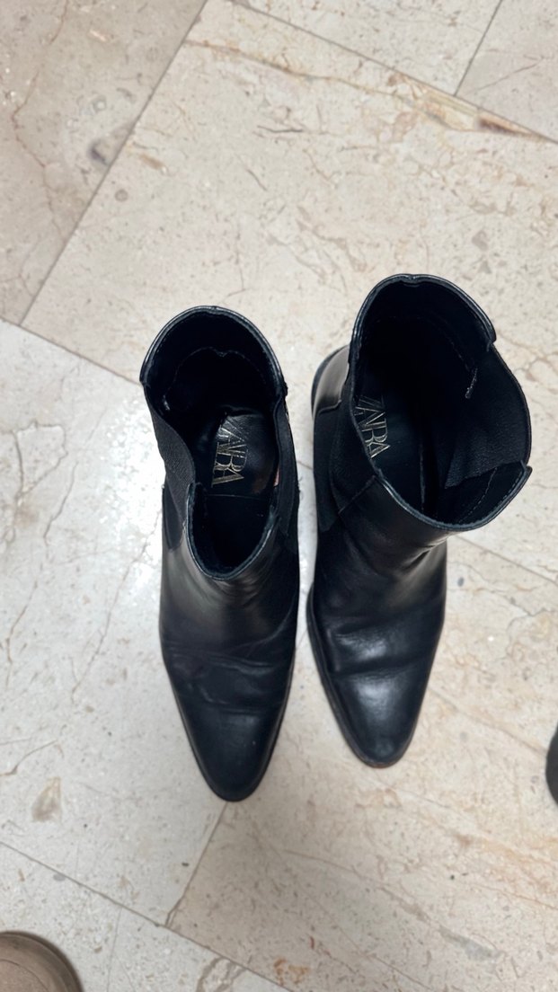 Kadın Siyah Deri  Topuklu Bot - Görsel 3