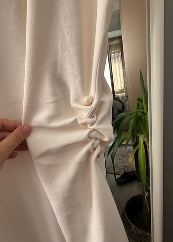 42 Beden Nara Maxx Beyaz Drapeli Uzun Nişan Nikah Kadın Elbise