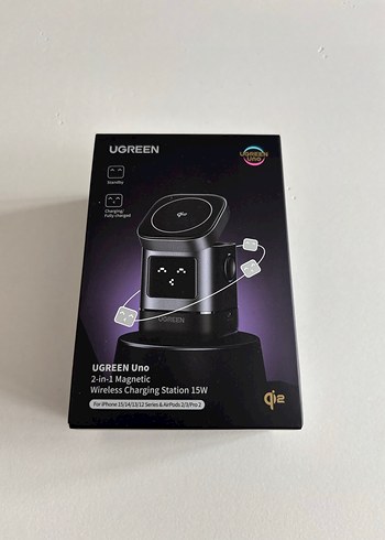 UGREEN Uno 15W 2'si 1 Arada Kablosuz Şarj İstasyonu