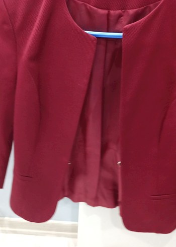 Bordo Mini Kadın Blazer Ceket - Görsel 3
