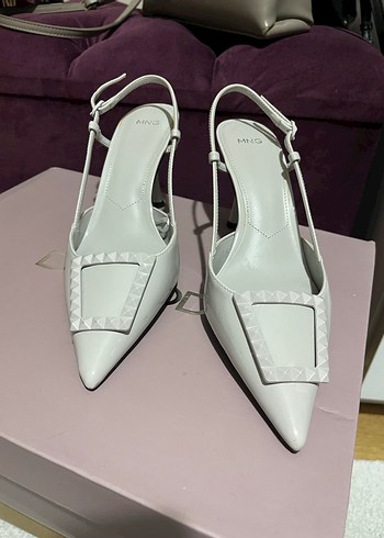 Mango Gri Rugan Topuklu Ayakkabı - Görsel 3