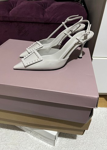 Mango Gri Rugan Topuklu Ayakkabı - Görsel 5