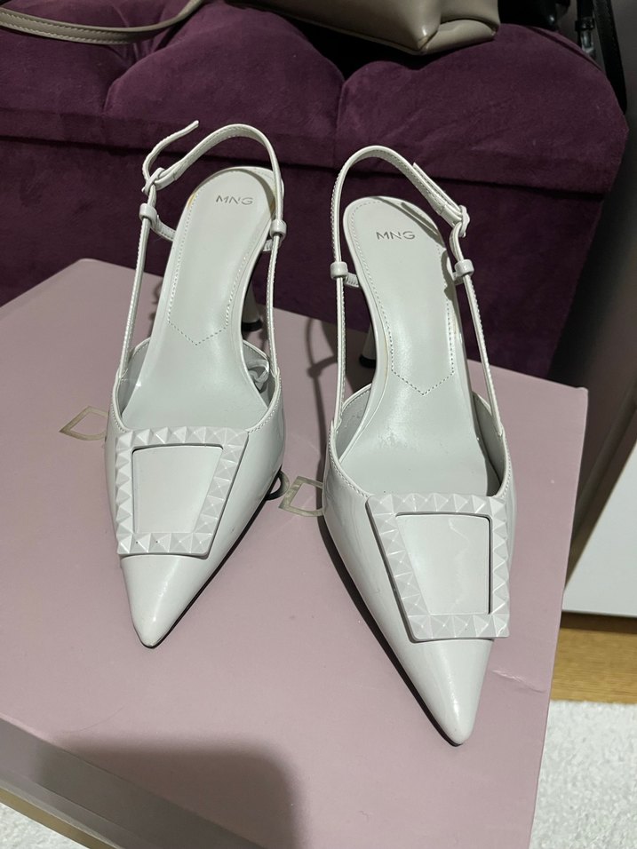 Mango Gri Rugan Topuklu Ayakkabı - Görsel 4