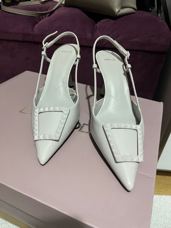 Mango Gri Rugan Topuklu Ayakkabı - Görsel 3