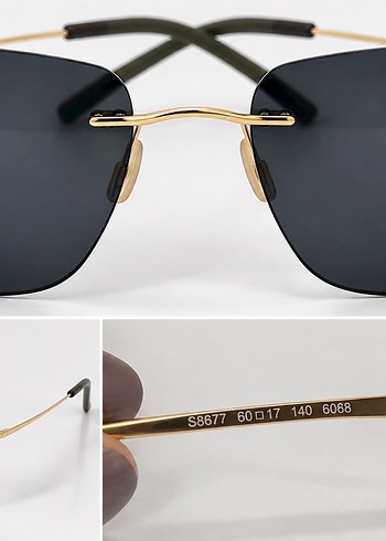 Silhouette S8677 Gold Cercevesiz Gunes Gozlugu Siyah Cam