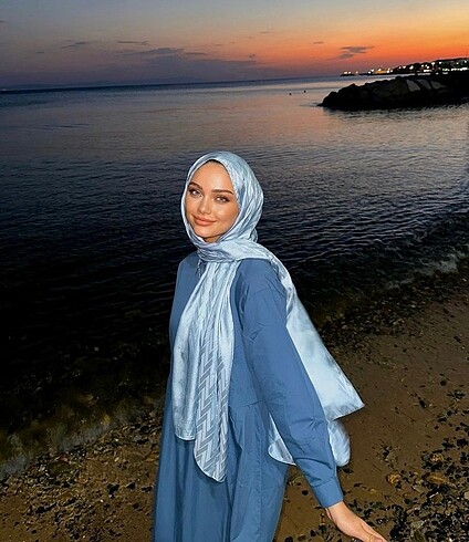 Liza mavi ipeksi jakar şal