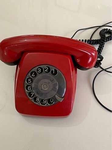Antika Kırmızı-Siyah Çevirmeli Telefon