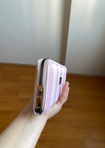 Pembe Çizgili Fermuarlı Kadın Cüzdanı - Görsel 2