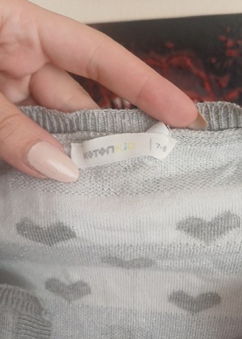 Koton Gri Kalp Desenli Pamuklu Hırka