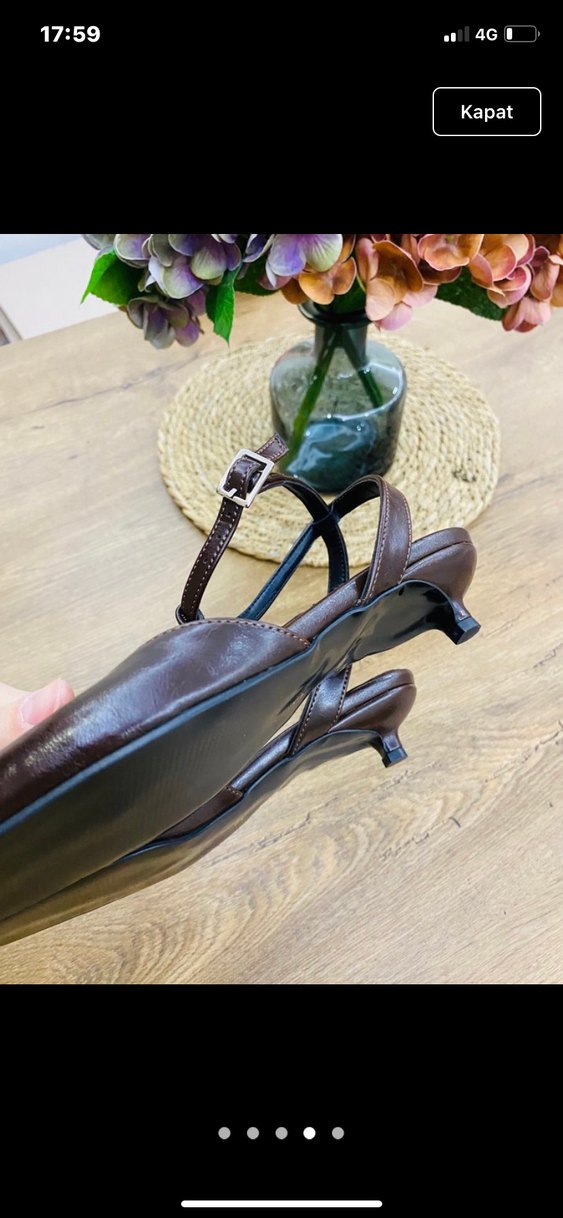 Kahverengi Deri Tokalı Stiletto - Görsel 3