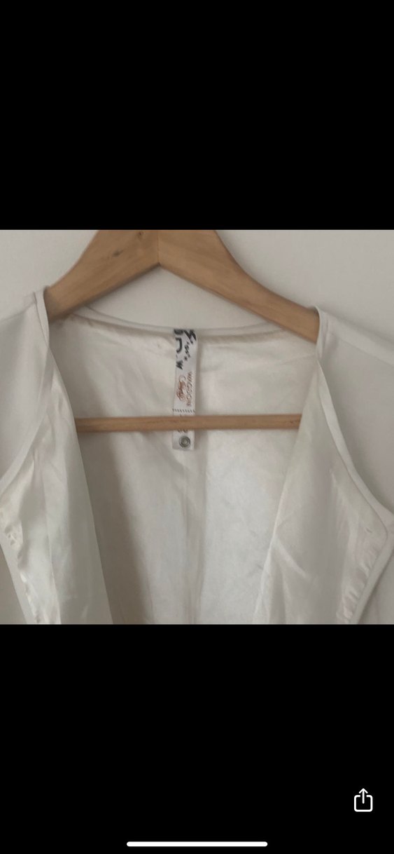 Kemerli Beyaz Keten Kadın Blazer - Görsel 3