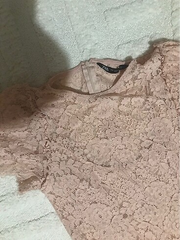 Zara Zata toz pembe elbise