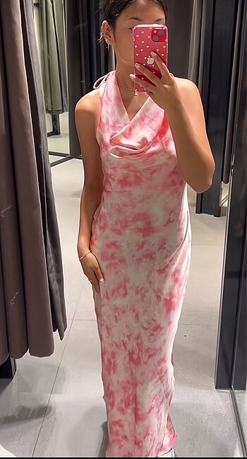 Zara Zara saten pembe elbise