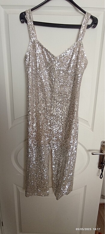 Zara Zara pink silver pullu elbise