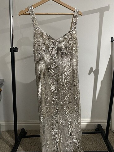 Zara pink silver pullu elbise