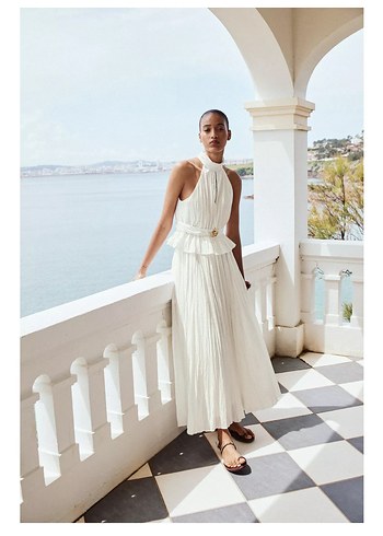 Zara Beyaz Pilili bluz