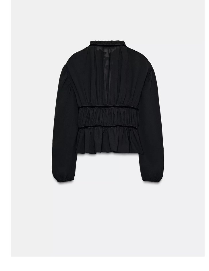 Kemer Detaylı Siyah  Mini Ceket - Görsel 2