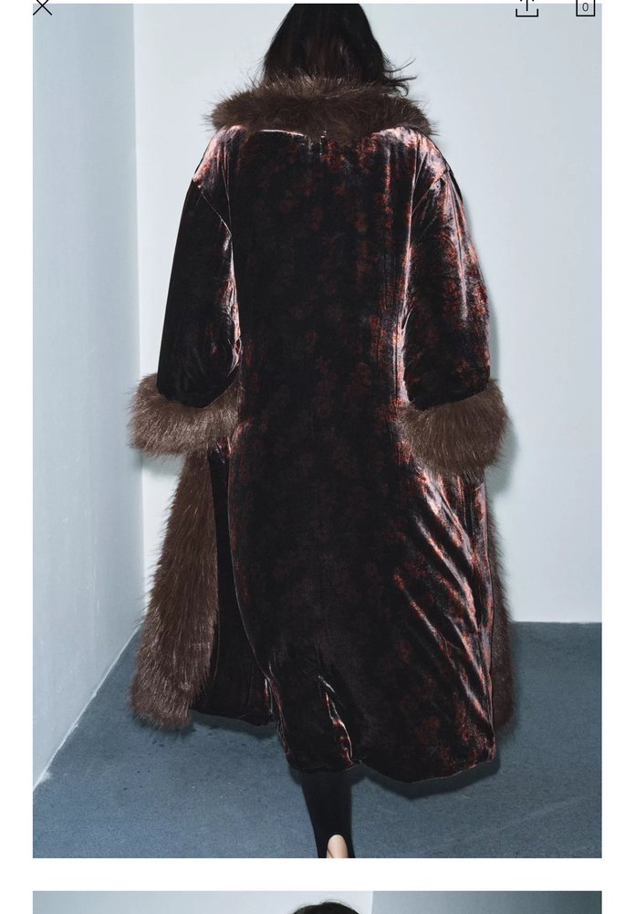 Kahverengi Uzun Kadın Suni Kürk Kaban - Görsel 3