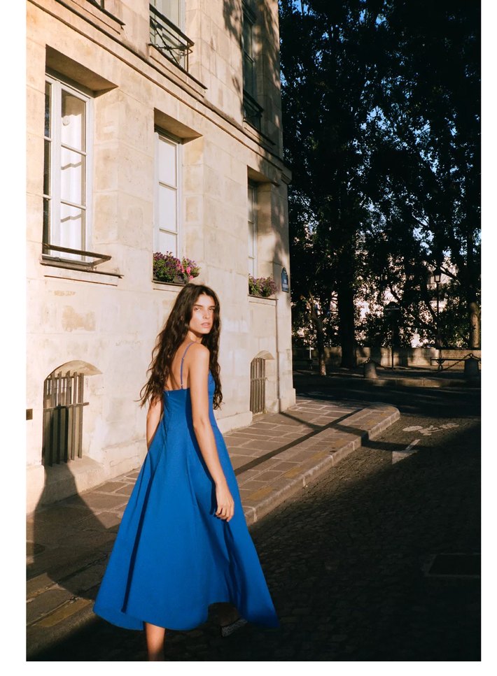 Mavi i Uzun Pamuk Elbise - Görsel 2