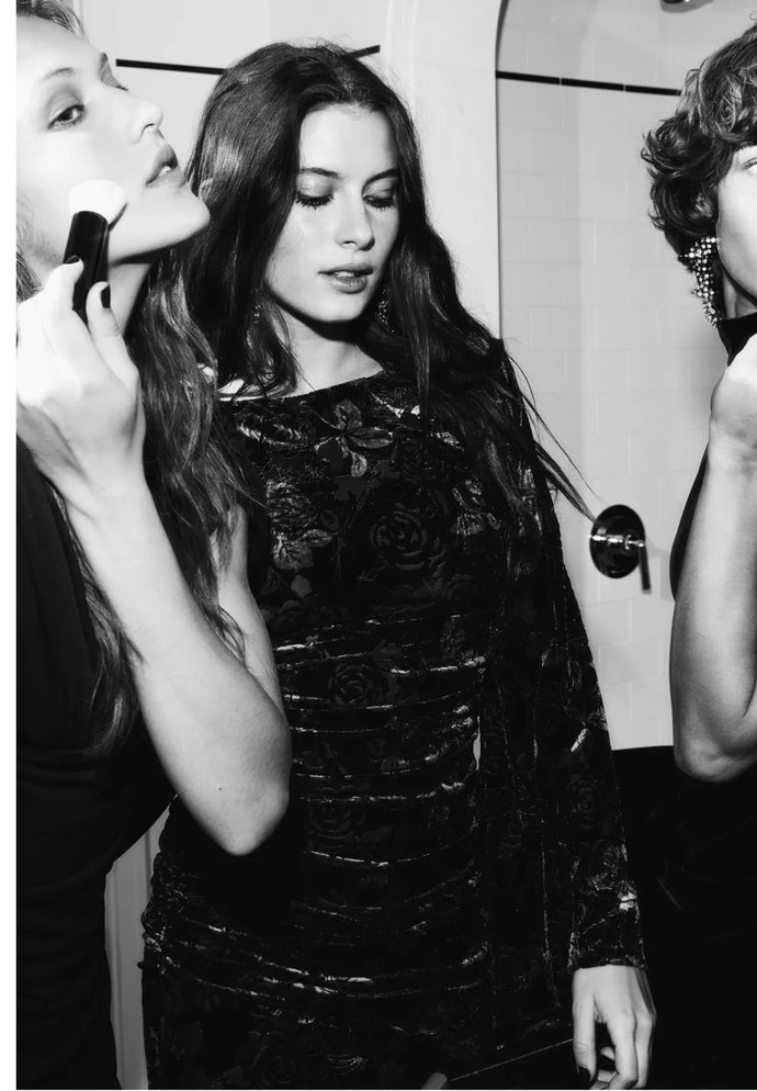 Drapeli  Uzun Kollu Siyah Desenli Elbise - Görsel 4