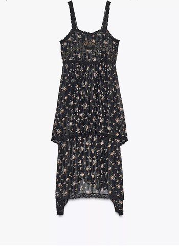 Siyah Dantel Detaylı Uzun Bohem Elbise - Görsel 3