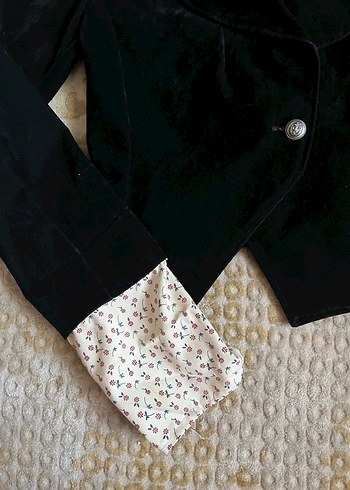 Düğmeli Siyah Süet Kadın Blazer Ceket - Görsel 2