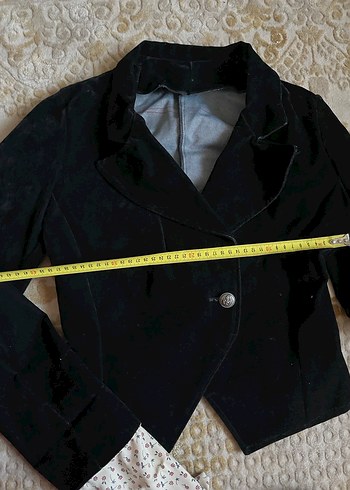 Düğmeli Siyah Süet Kadın Blazer Ceket - Görsel 3